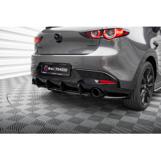 Maxton Design "Street Pro" difuzor zadního nárazníku pro Mazda 3 Mk4, plast ABS bez povrchové úpravy, s černou a červenou linkou
