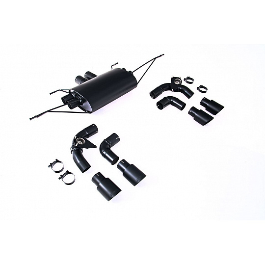 Milltek Sport vylepšená sada pro zadní tlumič výfuku, výfukové potrubí s klapkou a vnitřní výfukové potrubí v černém provedení pro Land rover Defender 90 5.0 V8 525PS (s OPF/GPF a bez OPF/GPF) 2021-2024