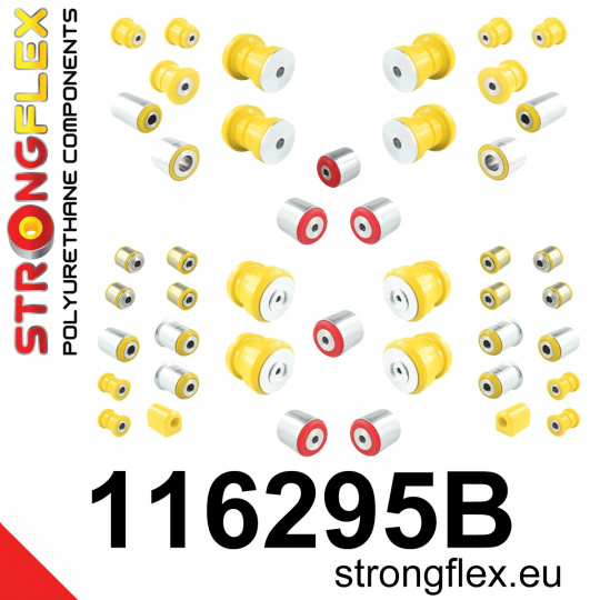 116295B: Strongflex Kompletní sada polyuretanových silentbloků pro zavěšení 116295B: Strongflex Kompletní sada polyuretanových silentbloků pro zavěšení