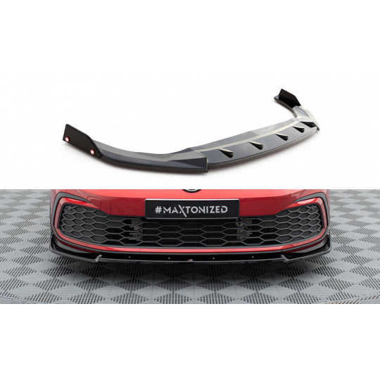 Maxton Design spoiler pod přední nárazník s křidélky ver.3 pro Volkswagen Golf GTE Mk8, černý lesklý plast ABS