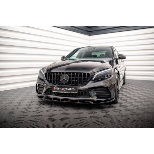 Maxton Design spoiler pod přední nárazník ver.2 pro Mercedes třída C W205 Facelift/AMG-Line/Coupe, W205 Facelift/AMG-Line/Sedan, černý lesklý plast ABS