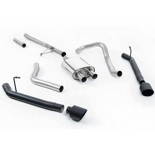 Milltek Sport výfukový systém cat-back Rear Exit (snižuje světlou výšku v zadní části vozidla) pro Jeep Gladiator (JT) 3.6 V6 2020-2024, GT-115 černé koncovky