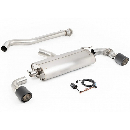 Milltek Sport výfukový systém OPF/GPF-Back s průchozí náhradou středového tlumiče a zadním tlumičem s klapkami pro Toyota Yaris Gen2 GR/GR Circuit Pack 1.6T (s OPF/GPF) 2024-, typ koncovek: GT-115 karbonové