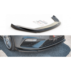 Maxton Design spoiler pod přední nárazník ver.5 pro Seat Leon Cupra Mk3 Facelift, černý lesklý plast ABS