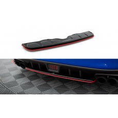 Maxton Design středový spoiler pod zadní nárazník ver.2 pro Subaru Impreza Mk4, černý lesklý plast ABS s červenou linkou