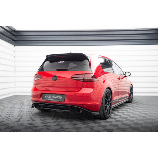 Maxton Design středový spoiler zadního nárazníku pro Volkswagen Golf GTI Mk7, červený lesklý plast ABS