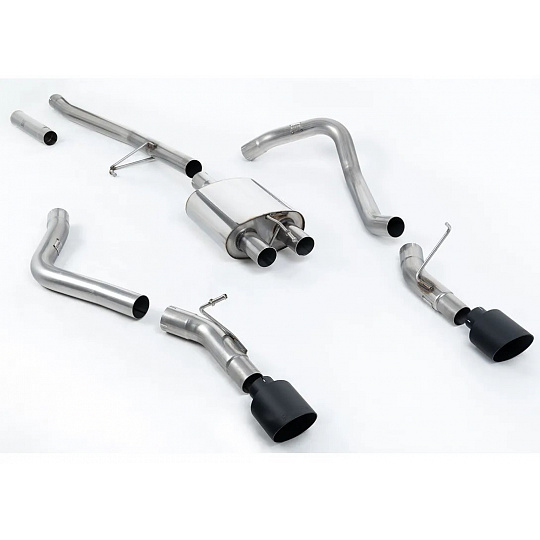 Milltek Sport výfukový systém cat-back boční výfuk (nemění světlou výšku vozu) pro Jeep Gladiator (JT) 3.6 V6 2020-2024, GT-115 černé koncovky