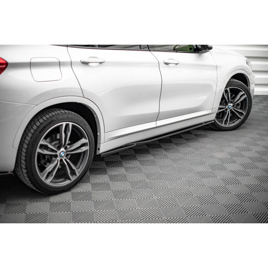 Maxton Design difuzory pod boční prahy pro BMW X1 F48 /M-Pack, černý lesklý plast ABS