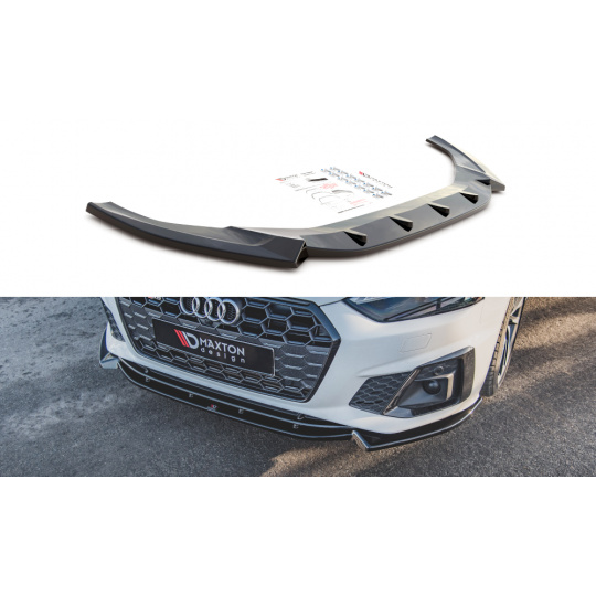 Maxton Design spoiler pod přední nárazník ver.2 pro Audi A5 F5 FL, černý lesklý plast ABS, S-Line