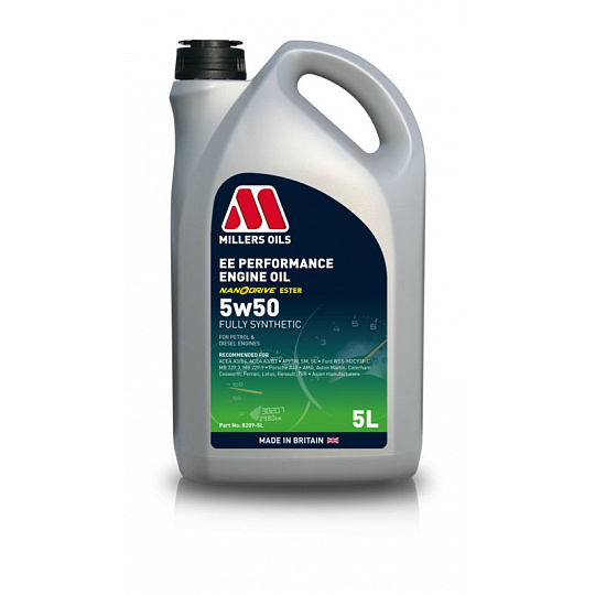 Plně syntetický motorový olej Millers Oils NANODRIVE - EE Performance 5w50, 5L Plně syntetický motorový olej Millers Oils NANODRIVE - EE Performance 5w50, 5L