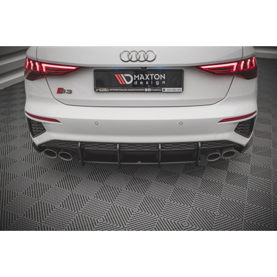 Maxton Design "Street Pro" difuzor zadního nárazníku pro Audi S3 8Y, plast ABS bez povrchové úpravy, s červenou linkou