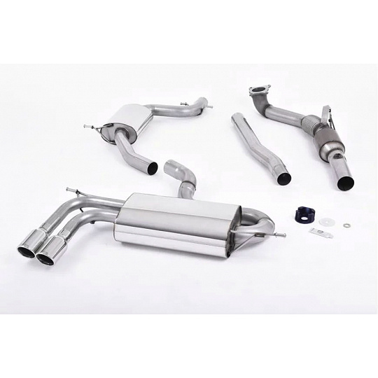 Milltek Sport výfukový systém Turbo-back vč. Hi-Flow sportovního katalyzátoru s rezonátorem (tišší) pro Audi A3 2.0T FSI quattro 5-dvéř. SportBack 2004-2012