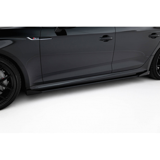 Maxton Design "Street Pro" difuzory pod boční prahy s křidélky pro Audi RS5 F5, plast ABS bez povrchové úpravy, Sportback, s černou a červenou linkou