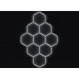 Kompletní LED hexagonové svítidlo bílé 6500 K, rozměr: 9 elementů 246 x 386 cm