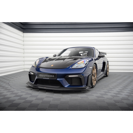 Maxton Design spoiler pod přední nárazník pro Porsche Cayman GT4 RS 982c, černý lesklý plast ABS
