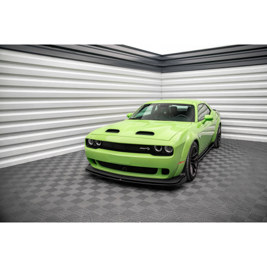 Maxton Design spoiler pod přední nárazník pro Dodge Challenger MK3 SRT Hellcat Widebody, černý lesklý plast ABS