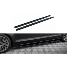 Maxton Design difuzory pod boční prahy pro Audi A8 D4, černý lesklý plast ABS, Long