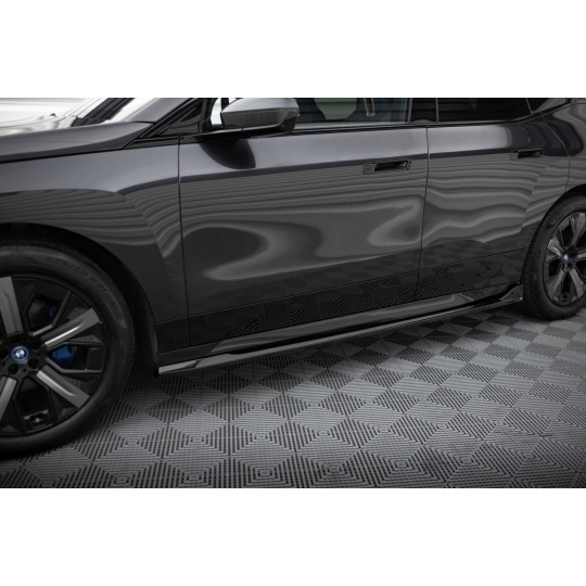 Maxton Design difuzory pod boční prahy pro BMW iX I20, černý lesklý plast ABS, M-pack