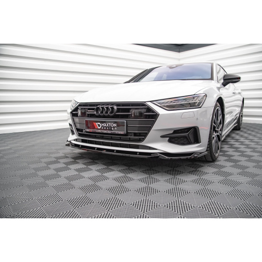 Maxton Design spoiler pod přední nárazník ver.2 pro Audi A7 C8, černý lesklý plast ABS