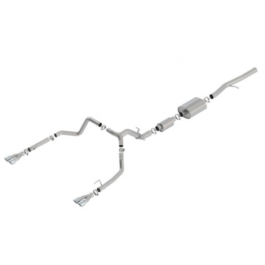 Borla Cat-Back výfukový systém "S-Type" pro GMC Sierra 1500 6,2l V8, s aut. převodovkou, 2WD/AWD, EC/SB, CC/SHB, 147" WB, r.v. 2019-2020, chromové koncovky