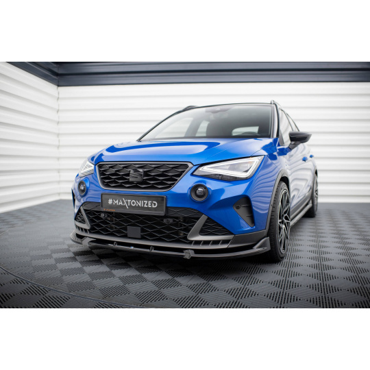 Maxton Design spoiler pod přední nárazník pro Seat Arona Mk1 Facelift FR, černý lesklý plast ABS