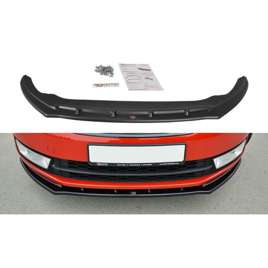 Maxton Design spoiler pod přední nárazník ver.2 pro Škoda Rapid, černý lesklý plast ABS