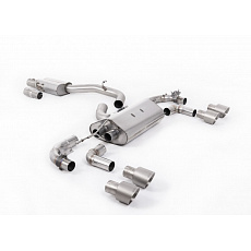 Milltek Sport výfukový systém cat-back 80mm / 3.15" Race s klapkami - s rezonátorem pro Volkswagen Golf Mk7.5 R 2.0 TSI 310PS (bez GPF) - 80mm Race Systems 2017-2021, typ koncovek: GT-100 titanové