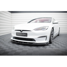 Maxton Design spoiler pod přední nárazník ver.3 pro Tesla Model S Plaid Mk1 Facelift, černý lesklý plast ABS
