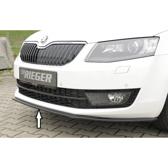 Rieger lipa pod přední nárazník pro Škoda Octavia 5E combi, sedan před faceliftem, 02/13-01/17, plast ABS lakovaný do černé lesklé barvy, ABS plast: bez povrchové úpravy