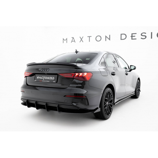 Maxton Design ''Street Pro'' difuzory pod boční prahy s křidélky pro Audi A3 8Y, plast ABS bez povrchové úpravy, Sedan, s černou a červenou linkou