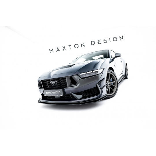Maxton Design "Street Pro" spoiler pod přední nárazník pro Ford Mustang Mk7 Dark Horse, plast ABS bez povrchové úpravy, s červenou linkou