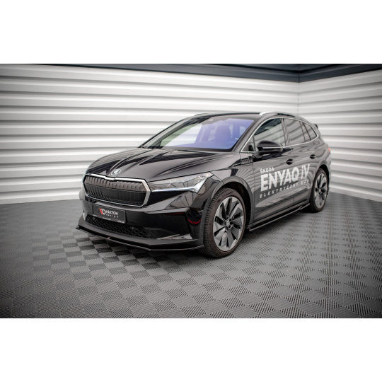 Maxton Design spoiler pod přední nárazník ver.1 pro Škoda Enyaq iV Mk1, černý lesklý plast ABS