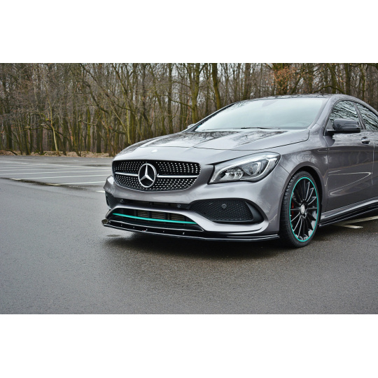 Maxton Design spoiler pod přední nárazník ver.1 pro Mercedes CLA C 117 Facelift/AMG-Line, černý lesklý plast ABS