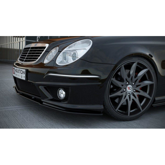 Maxton Design spoiler pod přední nárazník pro Mercedes třída E W211, černý lesklý plast ABS, facelift, r.v. 2006-2009