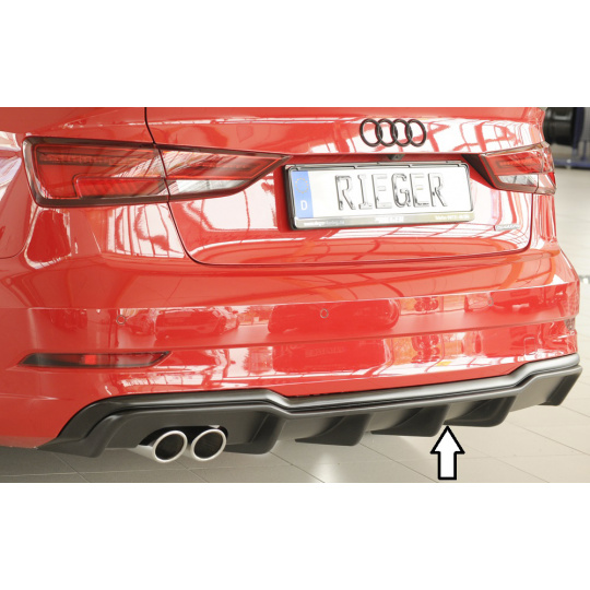 Rieger vložka zadního nárazníku pro Audi A3 8V 3-dvéř. (convertible 8V7), 5-dvéř. (sedan 8VS) po faceliftu, plast ABS bez povrchové úpravy, pro dvojitou koncovku vlevo