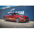 Maxton Design "Racing durability" difuzory pod boční prahy s křidélky pro Mercedes třída C W205/C43 AMG Coupe, plast ABS bez povrchové úpravy, s červenou linkou