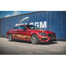 Maxton Design "Racing durability" difuzory pod boční prahy s křidélky pro Mercedes třída C W205/C43 AMG Coupe, plast ABS bez povrchové úpravy, s červenou linkou