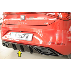 Rieger vložka zadního nárazníku pro orig. koncový tlumič výfuku pro Seat Leon KL 5-dvéř., 04/20-, plast ABS lakovaný do černé lesklé barvy, mont. strana