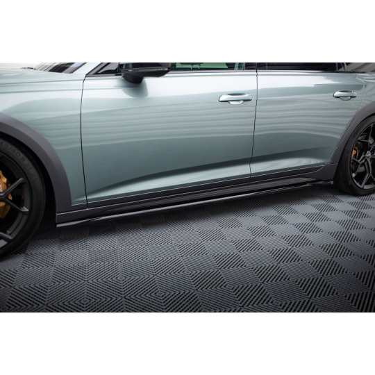 Maxton Design difuzory pod boční prahy pro Audi A6 C8 Allroad, černý lesklý plast ABS