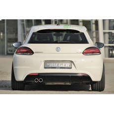 Rieger vložka zadního nárazníku pro R-Line zadní nárazník pro Volkswagen Scirocco 3 13 2-dvéř. vč. faceliftu, plast ABS lakovaný do černé lesklé barvy, pro orig. dvojitou koncovku vlevo