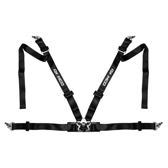Raemco sportovní čtyřbodový bezpečnostní pás s otočnou rychlosponou, barva černá
