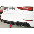 Rieger vložka zadního nárazníku pro Audi A3 S3 8V 3-dvéř. (convertible 8V7), 5-dvéř. (sedan 8VS) po faceliftu, plast ABS lakovaný do černé lesklé barvy, pro orig. dvojité koncovky na obou stranách 4x90x72 mm