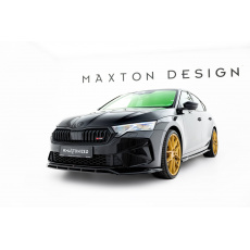 Maxton Design spoiler pod přední nárazník ver.1 pro Škoda Octavia RS Mk4 Facelift, černý lesklý plast ABS, Liftback / Combi