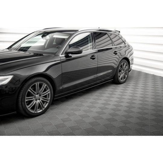 Maxton Design difuzory pod boční prahy ver.2 pro Audi A6 C7, černý lesklý plast ABS