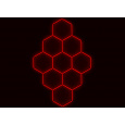 Kompletní LED hexagonové svítidlo červené, rozměr: 9 elementů 246 x 386 cm