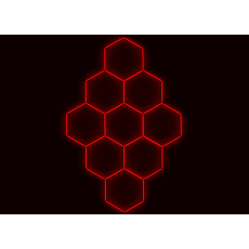 Kompletní LED hexagonové svítidlo červené, rozměr: 9 elementů 246 x 386 cm Kompletní LED hexagonové svítidlo červené, rozměr: 9 elementů 246 x 386 cm