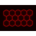 Kompletní LED hexagonové svítidlo červené, rozměr: 14 elementů 420 x 238 cm