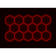 Kompletní LED hexagonové svítidlo červené, rozměr: 14 elementů 420 x 238 cm