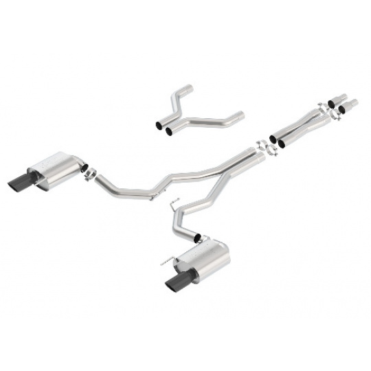 Borla Cat-Back výfukový systém "ATAK" pro Ford Mustang GT 5,0l RWD, 2-dvéř. mimo Convertible, r.v. od 15-17, typ koncovek: černé