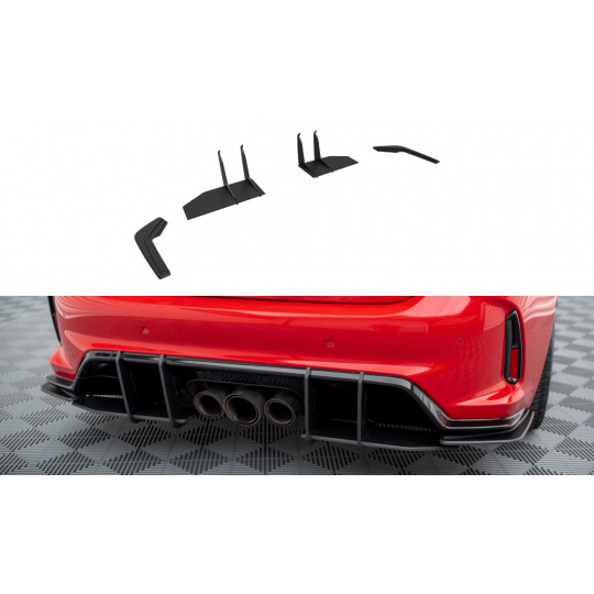 Maxton Design "Street Pro" boční difuzory pod zadní nárazník pro Honda Civic Mk11 Type-R, plast ABS bez povrchové úpravy, s černou a červenou linkou